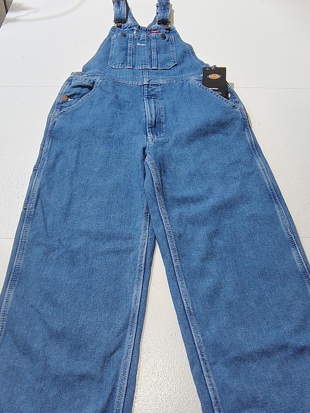 Dickies Boys Denim Woven Bib Overalls Adjustable Straps (8-20) Size L